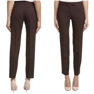 Lafayette 148 New York Womens Brown Slim Leg Dress Pants Sz 2 Tailored Trousers